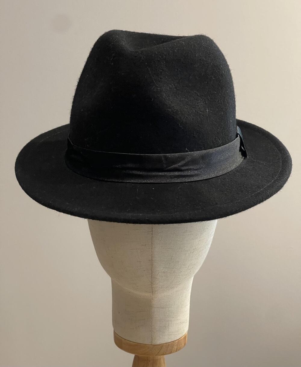 Vintage Hat Cap Fedora Mens One Size Black Wool Felt Lined Classic Formal Casual
